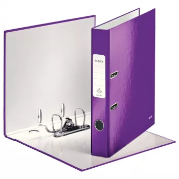 Leitz Skoroszyt dźwigniowy 180° WOW POB/laminowany A4/50mm, A4, Karton, Fioletowy, 350 arkuszy, 80 g/m², 5 cm