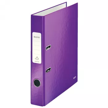 Leitz Skoroszyt dźwigniowy 180° WOW POB/laminowany A4/50mm, A4, Karton, Fioletowy, 350 arkuszy, 80 g/m², 5 cm