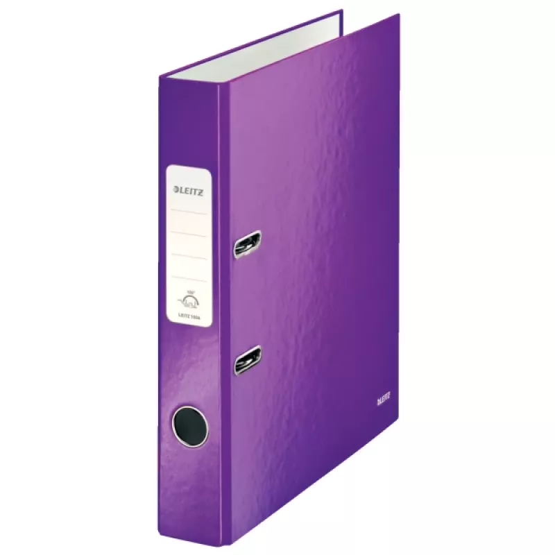 Leitz Skoroszyt dźwigniowy 180° WOW POB/laminowany A4/50mm, A4, Karton, Fioletowy, 350 arkuszy, 80 g/m², 5 cm