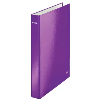 Leitz Ringbinder WOW Laminowany A4+ 4DR/25mm, A4, Karton, Metaliczny, Fioletowy, 230 arkuszy, 80 g/m², 2,5 cm