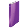 Leitz Ringbinder WOW Laminowany A4+ 4DR/25mm, A4, Karton, Metaliczny, Fioletowy, 230 arkuszy, 80 g/m², 2,5 cm