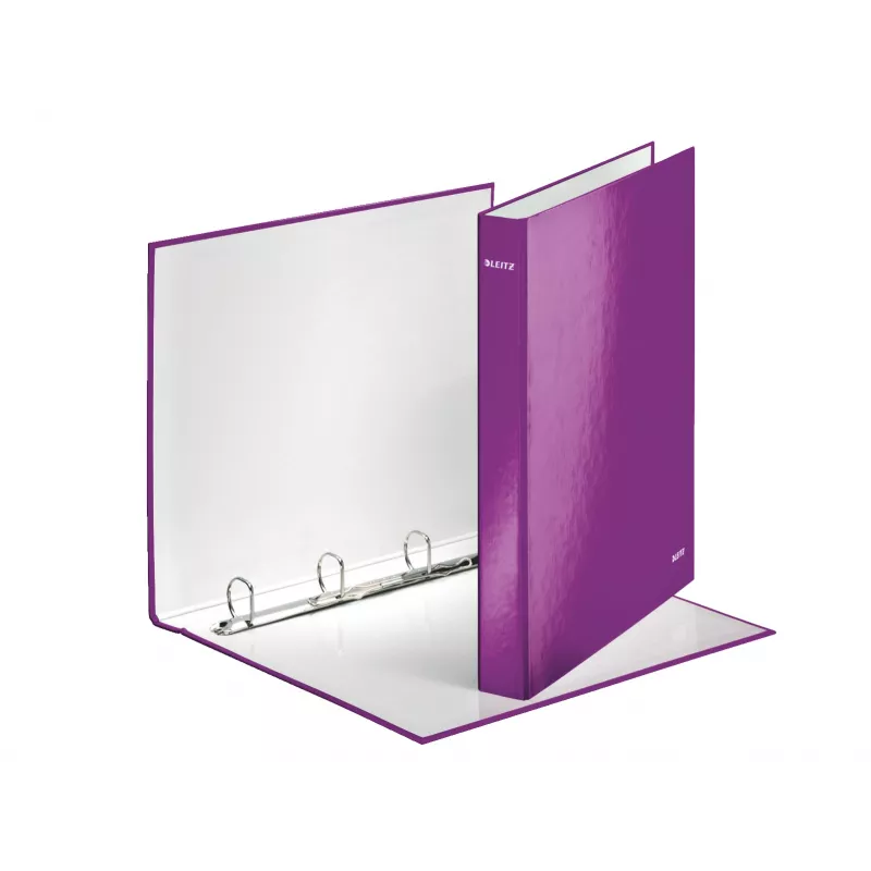 Leitz Ringbinder WOW Laminowany A4+ 4DR/25mm, A4, Karton, Metaliczny, Fioletowy, 230 arkuszy, 80 g/m², 2,5 cm
