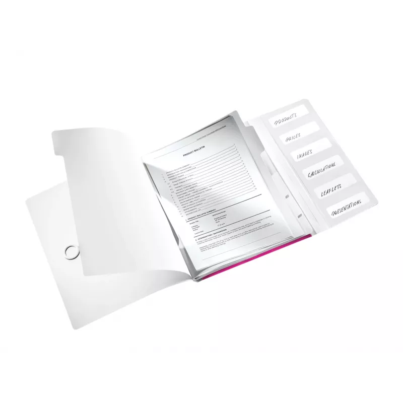 Leitz Przekładki książkowe WOW PP 6 zakładek, A4, Polipropylen (PP), Metaliczny, Różowy, 200 arkuszy, 260 mm, 17 mm