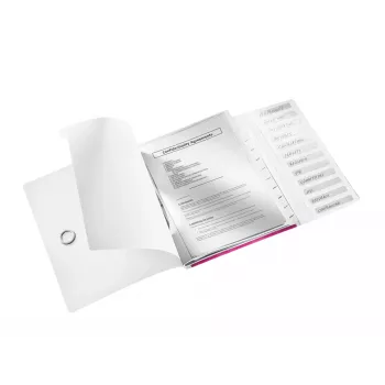 Książka z przekładkami Leitz WOW PP 12 zakładek, A4, polipropylen (PP), metaliczny, różowy, 200 arkuszy, 265 mm, 17 mm