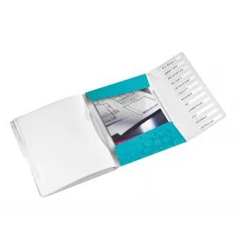 Leitz Divider Book WOW PP 12 kart, A4, Polipropylen (PP), Niebieski, Metaliczny, 200 arkuszy, 265 mm, 17 mm