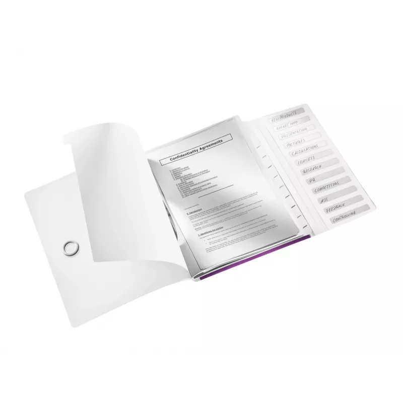 Leitz Divider Book WOW PP 12 zakładek, A4, Polipropylen (PP), Metaliczny, Fioletowy, 200 arkuszy, 265 mm, 17 mm