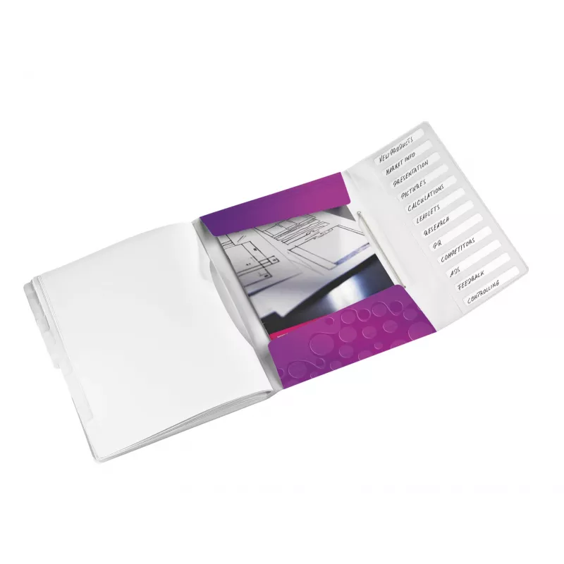 Leitz Divider Book WOW PP 12 zakładek, A4, Polipropylen (PP), Metaliczny, Fioletowy, 200 arkuszy, 265 mm, 17 mm
