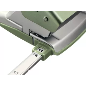 Leitz NeXXt Hole Punch Style, dziurkacz 2-otworowy na 30 arkuszy, metalowy, zielony, srebrny, 8 cm, A6