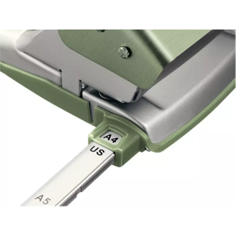 Leitz NeXXt Hole Punch Style, dziurkacz 2-otworowy na 30 arkuszy, metalowy, zielony, srebrny, 8 cm, A6