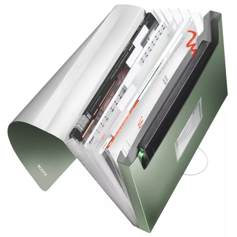 Leitz teczka harmonijkowa Style PP, A4, polipropylen (PP), zielony, 250 arkuszy, 80 g/m², 6 kieszeni