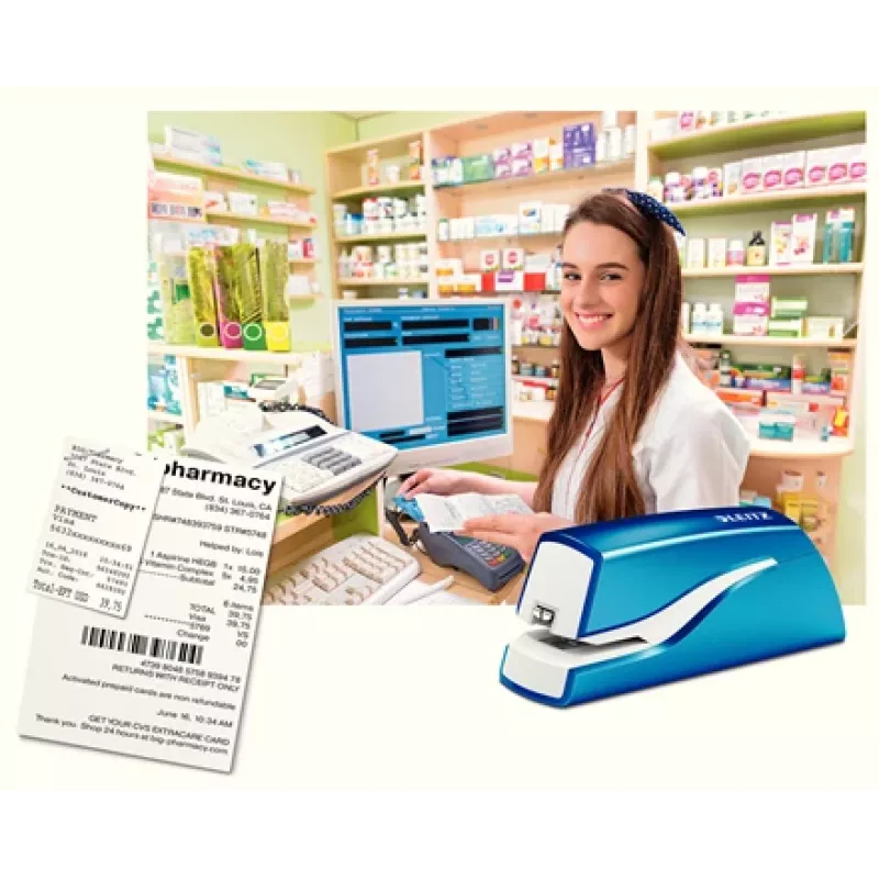 Leitz NeXXt Stapler Battery-powered WOW 5566, 10 sheets, 1 cm, Tworzywo sztuczne, niebieski, biały, Battery, 50 mm