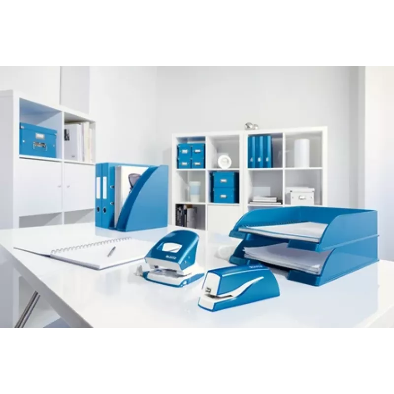 Leitz NeXXt Stapler Battery-powered WOW 5566, 10 sheets, 1 cm, Tworzywo sztuczne, niebieski, biały, Battery, 50 mm