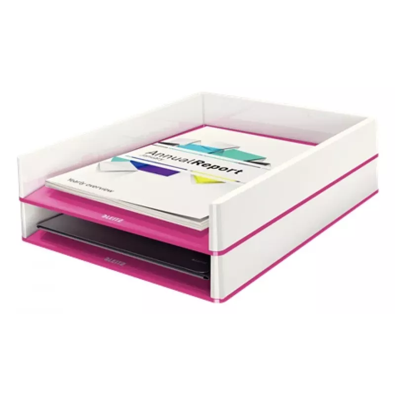 Leitz Letter Tray WOW Dual Colour, Tworzywo sztuczne, Metallic, Pink, A4, 267 mm, 336 mm, 49 mm