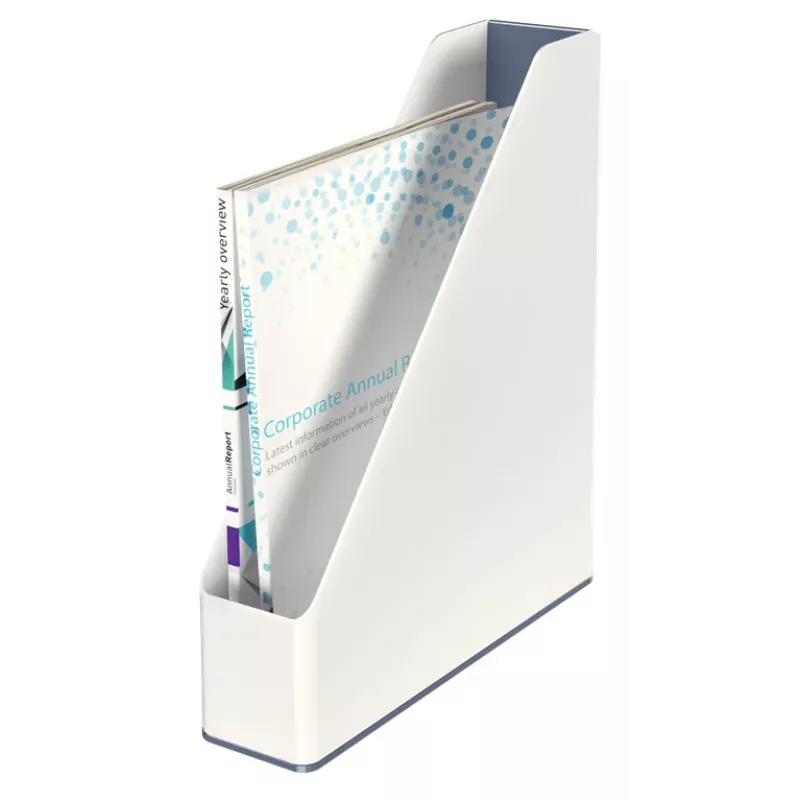 Pojemnik na czasopisma Leitz WOW Dual Colour, biały, plastik, A4, 272 mm, 318 mm, 430 g