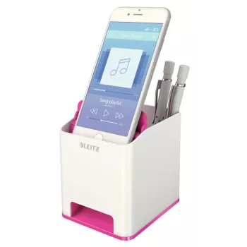 Leitz Sound Pen Holder WOW, różowy, biały, polistyren, 90 mm, 101 mm, 100 mm, 140 g