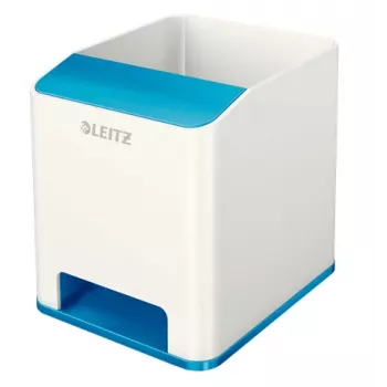 Leitz Sound Pen Holder WOW, niebieski, biały, polistyren, 90 mm, 101 mm, 100 mm, 140 g
