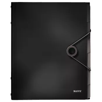 Segregator Leitz Solid z 6 przekładkami, skoroszyt klapowy, A4, polipropylen (PP), czarny, 200 arkuszy, 80 g/m²