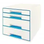 Leitz szafka z szufladami WOW Cube, 4 szuflady, 4 szuflady, Plastik, Niebieski, Biały, 1 szt., 287 mm, 270 mm