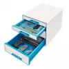 Leitz szafka z szufladami WOW Cube, 4 szuflady, 4 szuflady, Plastik, Niebieski, Biały, 1 szt., 287 mm, 270 mm