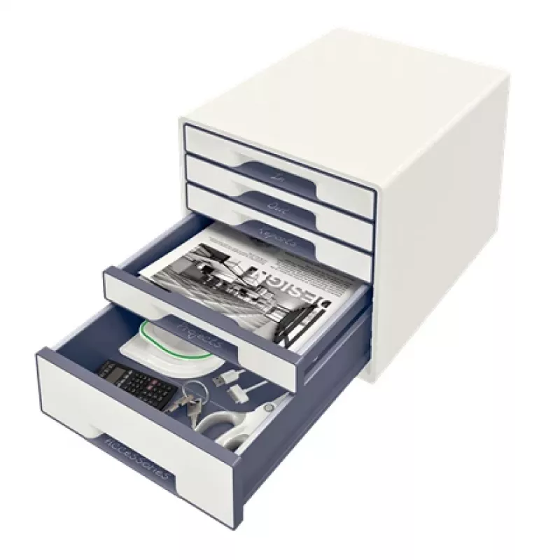 Leitz Szafka na dokumenty WOW Cube 5-szufladowa, 5 szuflad, Plastik, Biały, 1 szt., 270 mm, 287 mm