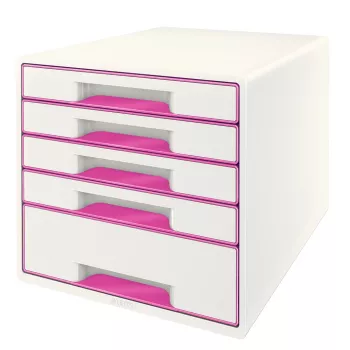 Szafka z szufladami Leitz WOW Cube 5-szufladowa, 5 szuflad, Plastik, Różowy, Biały, 1 szt., 270 mm, 287 mm