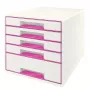 Szafka z szufladami Leitz WOW Cube 5-szufladowa, 5 szuflad, Plastik, Różowy, Biały, 1 szt., 270 mm, 287 mm