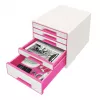 Szafka z szufladami Leitz WOW Cube 5-szufladowa, 5 szuflad, Plastik, Różowy, Biały, 1 szt., 270 mm, 287 mm