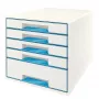 Leitz szafka z szufladami WOW Cube 5-szufladowy, 5 szuflad, Plastik, Niebieski, Biały, 1 szt., 287 mm, 270 mm