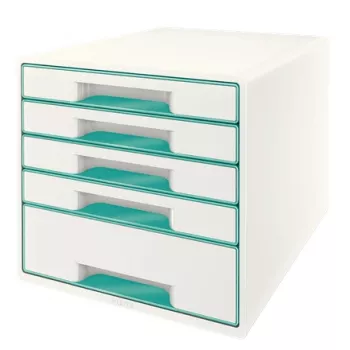 Leitz szafka z szufladami WOW Cube 5 szuflad, 5 szuflad(y), Tworzywo sztuczne, Turkusowy, Biały, 1 szt., 287 mm, 270 mm