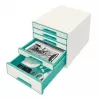 Leitz szafka z szufladami WOW Cube 5 szuflad, 5 szuflad(y), Tworzywo sztuczne, Turkusowy, Biały, 1 szt., 287 mm, 270 mm
