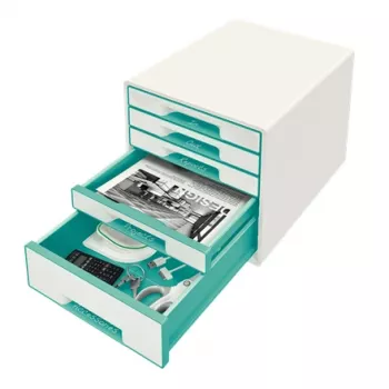 Leitz szafka z szufladami WOW Cube 5 szuflad, 5 szuflad(y), Tworzywo sztuczne, Turkusowy, Biały, 1 szt., 287 mm, 270 mm