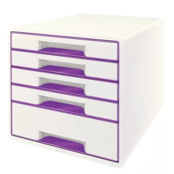 Leitz Szafka z szufladami WOW Cube 5-szufladowa, 5 szuflad, Plastik, Fioletowy, Biały, 1 szt., 287 mm, 270 mm