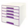 Leitz Szafka z szufladami WOW Cube 5-szufladowa, 5 szuflad, Plastik, Fioletowy, Biały, 1 szt., 287 mm, 270 mm