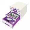 Leitz Szafka z szufladami WOW Cube 5-szufladowa, 5 szuflad, Plastik, Fioletowy, Biały, 1 szt., 287 mm, 270 mm