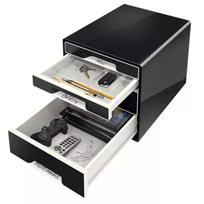 Leitz Desk Cube 4 szuflady, 4 szuflady, Plastik, Czarny, 1 szt., 270 mm, 287 mm