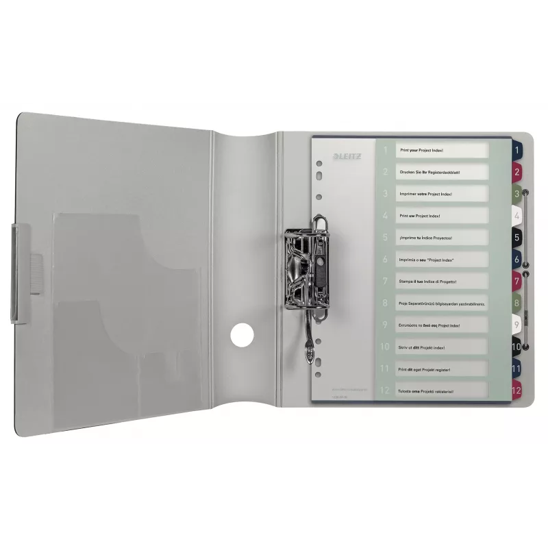 Leitz Index PC Printable 1-12 Style PP A4+, Indeks numeryczny, Polipropylen (PP), Wielokolorowy, Pionowa, A4 Maxi, 245 mm
