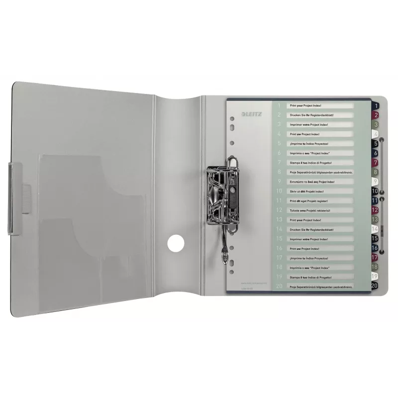 Leitz Index PC Printable 1-20 Style PP A4+, liczbowy indeks przekładkowy, Polipropylen (PP), Wielokolorowy, Pionowa, A4 Maxi, 245 mm
