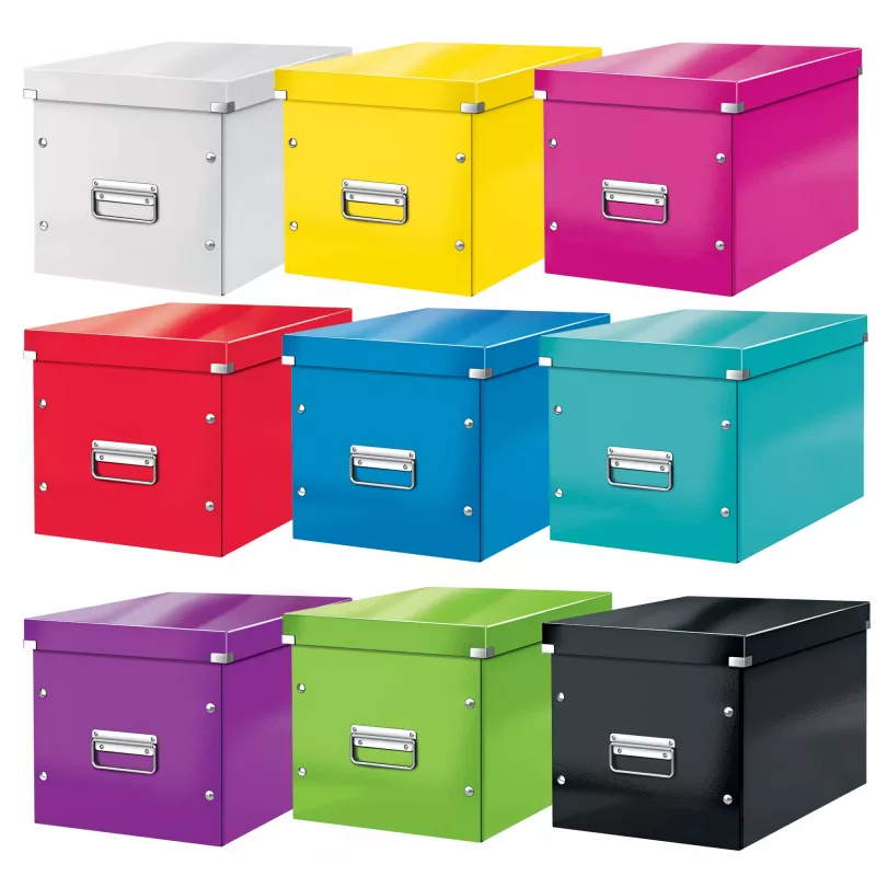 Leitz Box Click & Store WOW Cube Duży pojemnik do przechowywania, fuksja, karton, 320 mm, 360 mm, 310 mm