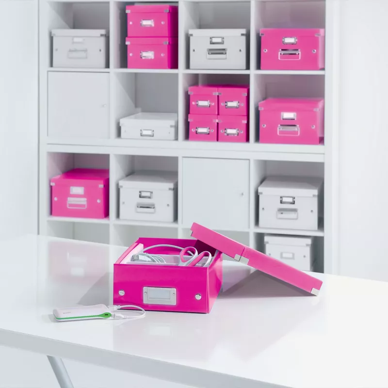 Leitz Box Click & Store WOW Cube Duży pojemnik do przechowywania, fuksja, karton, 320 mm, 360 mm, 310 mm