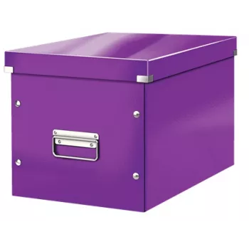 Leitz Box Click & Store WOW Cube Large Storage Box, Pudełko do przechowywania, Fioletowy, Prostokątny, Karton, Monochromatyczny, Wewnątrz