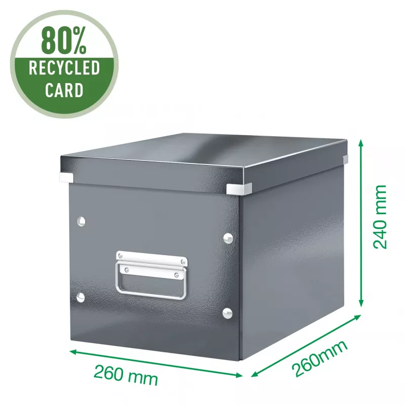 Pudełko do przechowywania Leitz Click & Store WOW Cube średnie, fuksja, karton, 260 mm, 260 mm, 240 mm