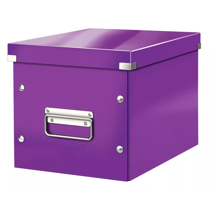 Leitz Storage Box Click & Store WOW Cube Medium, fioletowy, karton, 260 mm, 260 mm, 240 mm