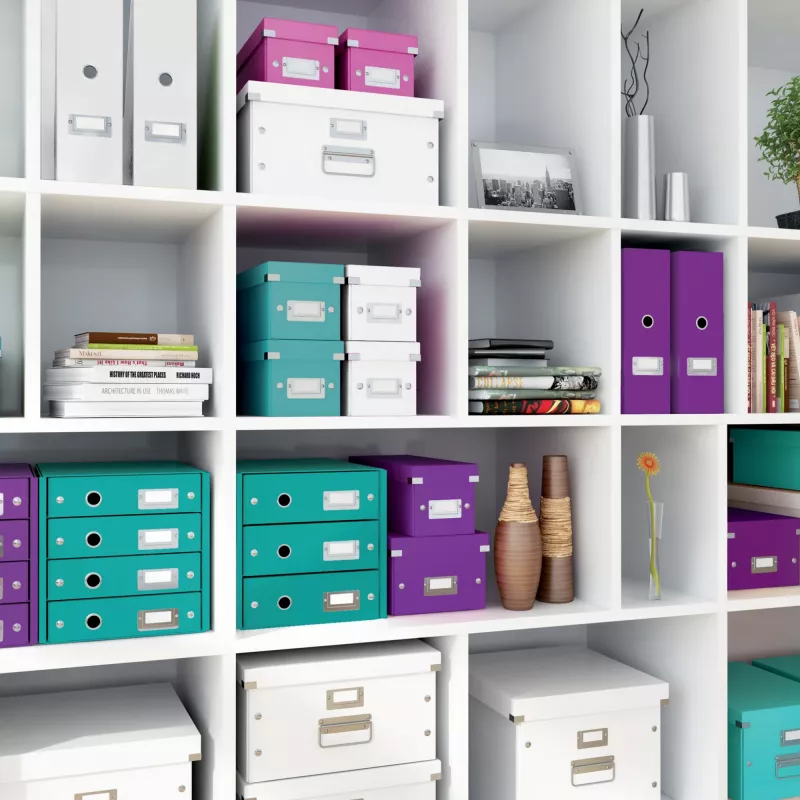 Leitz Storage Box Click & Store WOW Cube Medium, fioletowy, karton, 260 mm, 260 mm, 240 mm