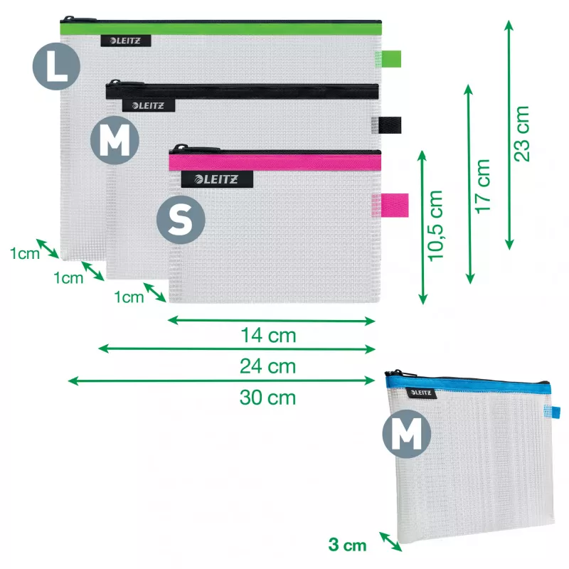 Leitz Travel Pouch kosmetyczna wodoodporna WOW zestaw różnokolorowy