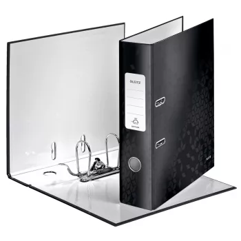 Leitz Szeroki segregator 180° WOW POB/laminowany A4/80mm, A4, Karton, Czarny, 600 arkuszy, 80 g/m², 8 cm