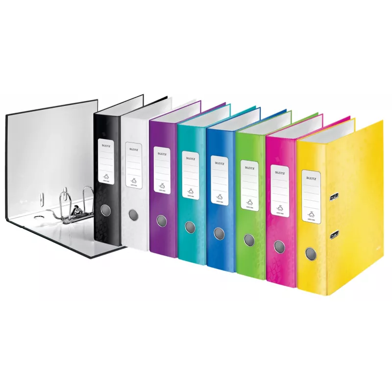 Leitz Szeroki segregator 180° WOW POB/laminowany A4/80mm, A4, Karton, Czarny, 600 arkuszy, 80 g/m², 8 cm