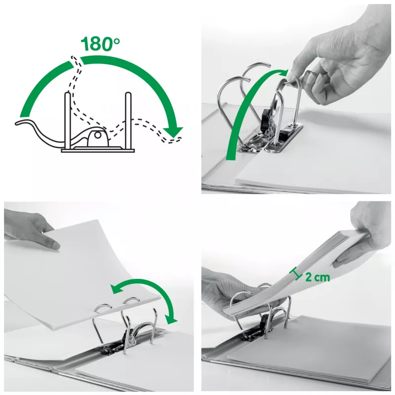 Leitz Segregator dźwigniowy 180° WOW POB/Laminowany A4/50mm, A4, mechanizm D-ring, karton, żółty, 350 arkuszy, 285 mm