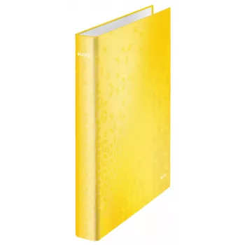 Segregator Leitz WOW Laminowany A4+ 2DR/25mm, A4+, pierścienie w kształcie D, karton, żółty, 250 arkuszy, 80 g/m²
