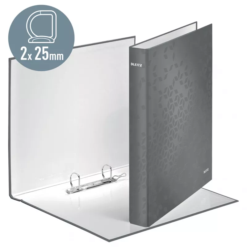 Segregator Leitz WOW Laminowany A4+ 2DR/25mm, A4+, pierścienie w kształcie D, karton, żółty, 250 arkuszy, 80 g/m²