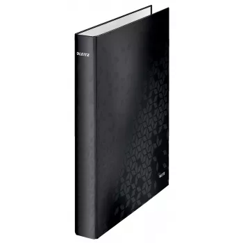 Leitz Ringbinder WOW Laminowany A4+ 2DR/25mm, A4+, Kółka w kształcie D, Karton, Czarny, 250 arkuszy, 80 g/m²